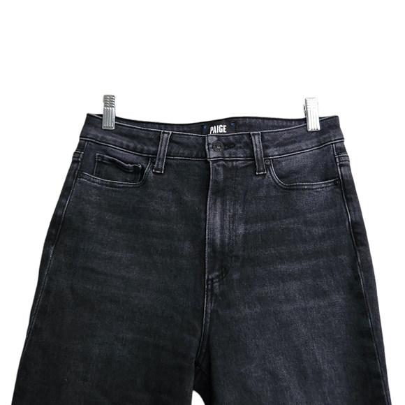 Paige Size 27 Claudine Raw Hem High Rise Ankle Flare Jeans Lotus Black - Picture 3 of 11